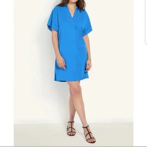 Ann Taylor Collared Popover Shift Dress In Crisp Blue Wave Sz M